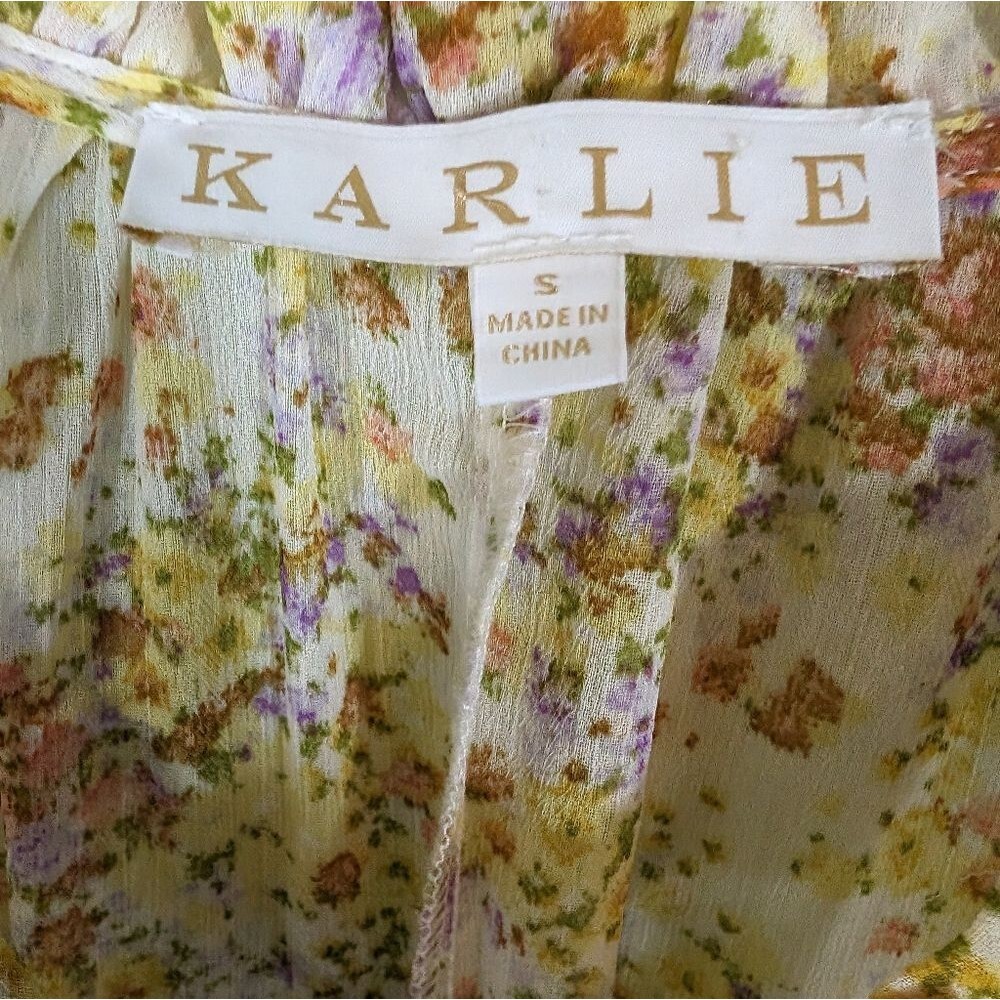 Karlie dress sheer tiered floral spring long sleeve mini S - Picture 9 of 9